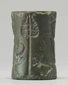 480px-Akkadian_-_Cylinder_Seal_with_King_or_God_and_Vanquished_Lion_-_Walters_42674_-_Side_D