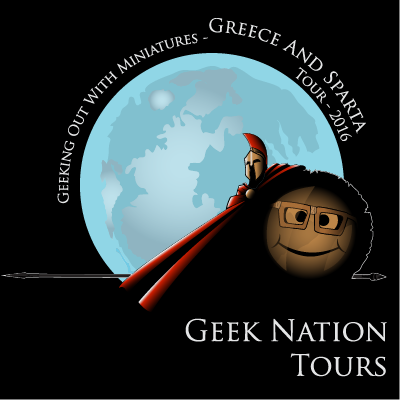 geek nation tours - geeking out with miniatures tour - greece and sparta 2016 - frank millaer 300 styled spartan warrior with happyface shield - 400 x 400
