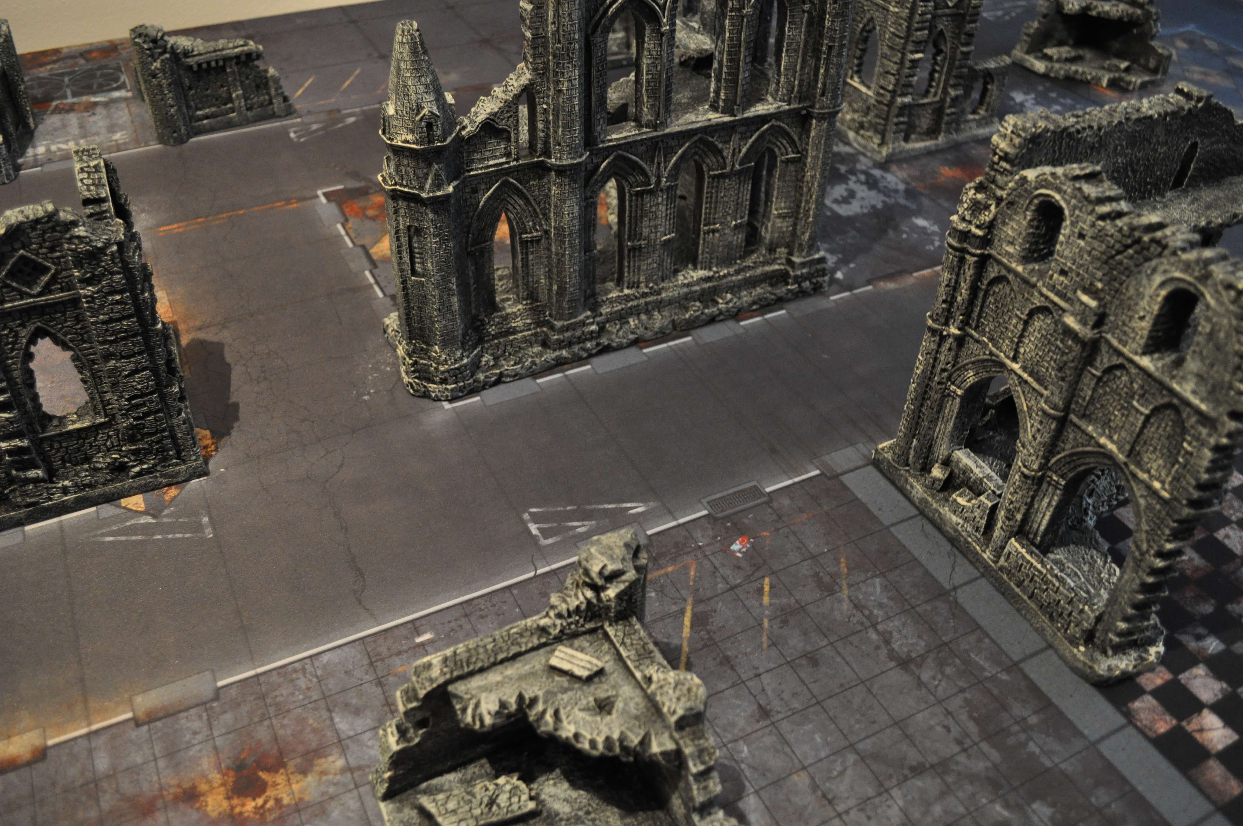 Gothic Ruins terrain set on 6x4 Quarantine Zone battle mat