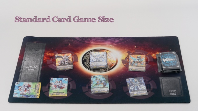 Our Playmats are the standard card game size and dimensions are approximately 23-1/2” x 13-1/2”