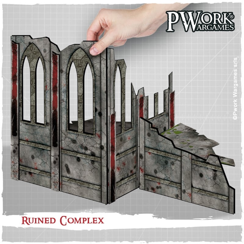 Ruined Complex: Pwork Wargames gaming Scenery Set