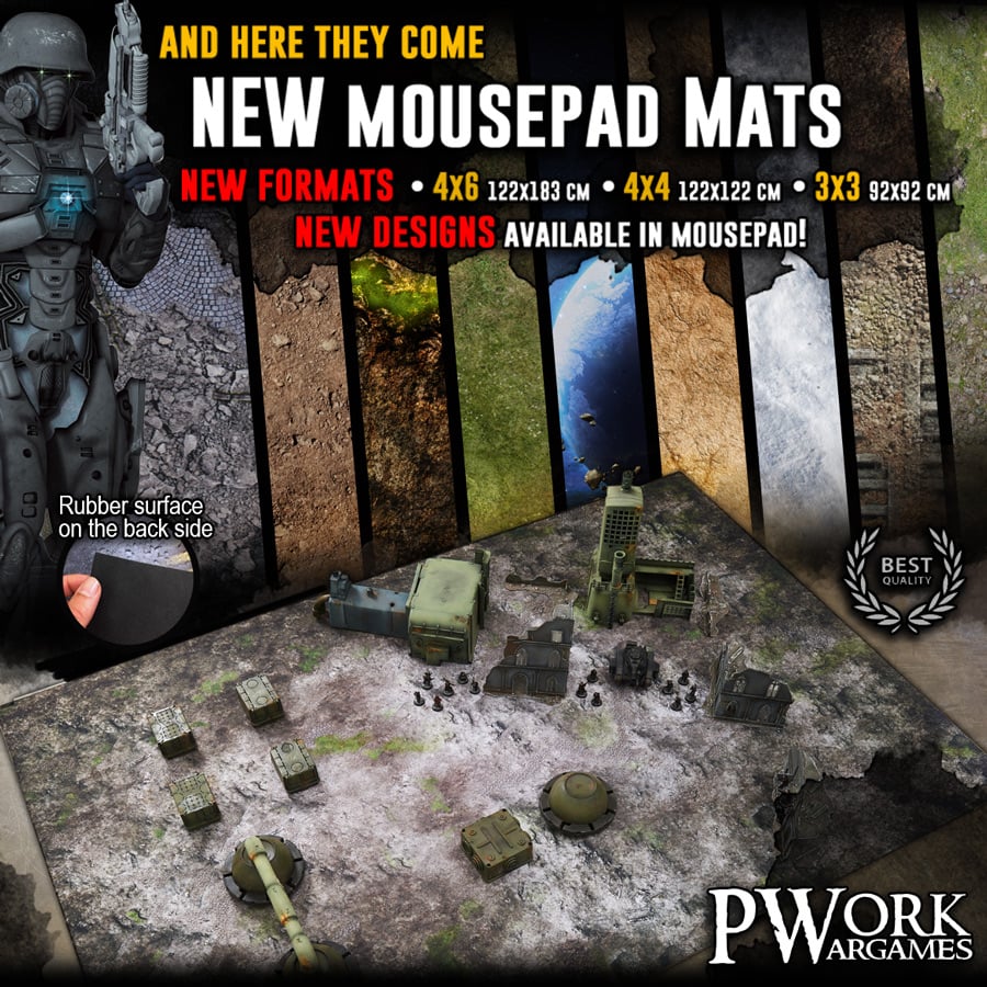 PWORK WARGAMES GREAT NEW RELEASE! NEW MOUSEPAD MATS DESIGNS!