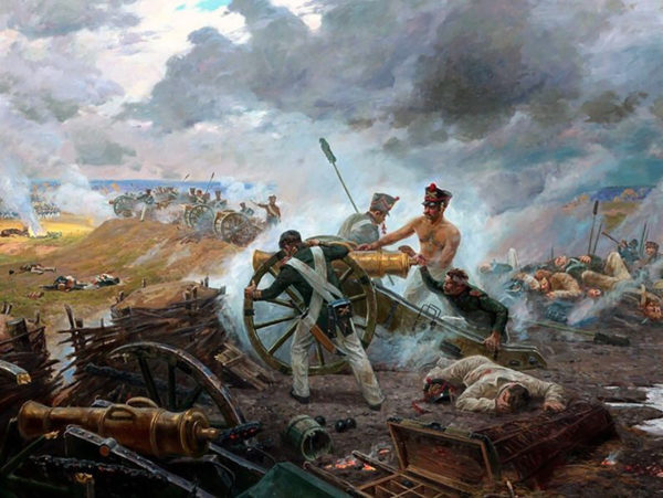 Russian artillery at the battle of Borodino.