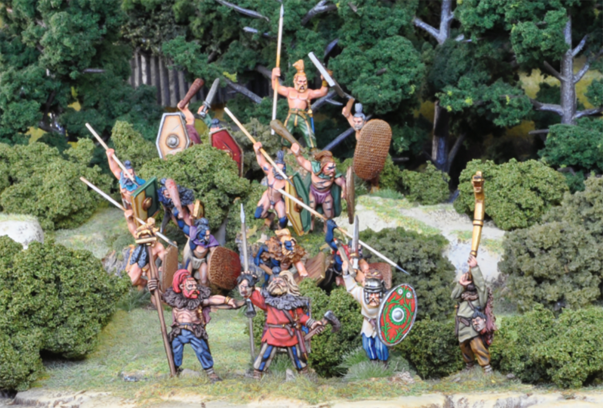 Woad-painted Barbarians form a skirmish line ahead of the main force!